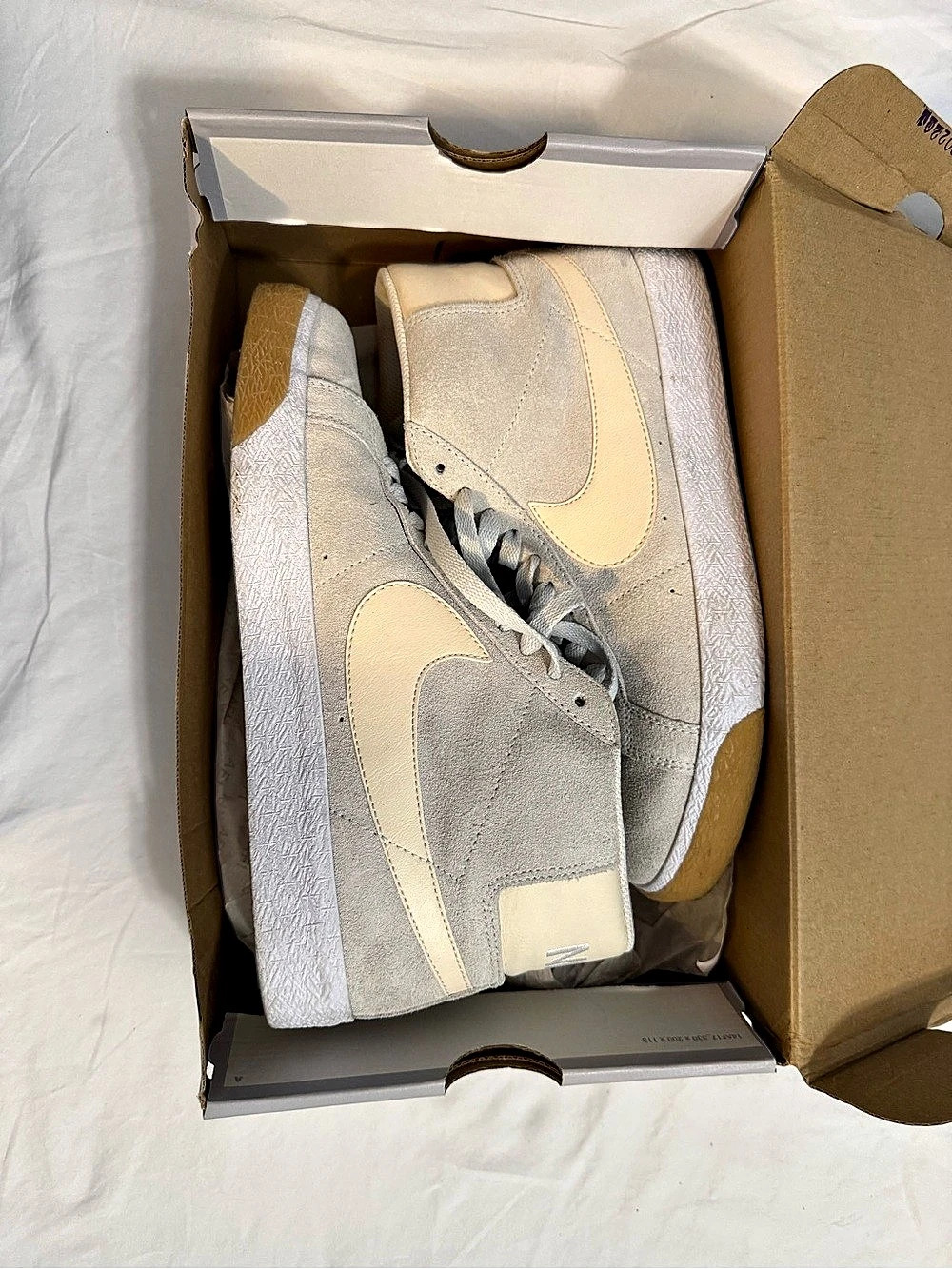 Nike SB Suede High-Top Sneakers in Gray & Cream